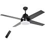 Homcom Ceiling Fan With Led Light, Flush Mount Ceiling Fan Lights With Reversible Blades, Remote, Black And Walnut Brown