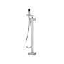 Freestanding Bath Mixer Tap Silver Chrome Faucet Shower Kit Floor Mounted