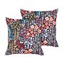 Set Of 2 Outdoor Cushions Multicolour Polyester 45 X 45 Cm Square Floral Print Pattern Scatter Pillow Garden Patio