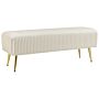 Bench Cream Velvet Upholstered Gold Metal Legs 118 X 40 Cm