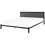 Bed Frame Black Metal Eu Super King Size 6ft Upholstered Slatted Base