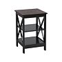 Side Table Black 2 Tier Storage Shelved