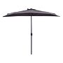 Half-round Garden Parasol Grey Polyester Shade Steel 2.7m Modern Patio Balcony Umbrella