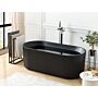 Freestanding Bath Matt Black Acrylic 169 X 80 Cm Oval Shape Fluted Finish Modern Style Bathroom