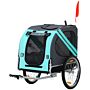 Pawhut Dog Bike Trailer Folding Pet Trailer Dog Carrier Bicycle Steel Frame Jogger Stroller With Suspension - Green & Grey