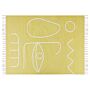 Area Handwoven Rug Yellow Polyester 140 X 200 Cm Rectangle Abstract Pattern With Tassels Rectangular