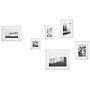 Set Of 6 Framed Photos White Various Sizes Modern Passpartout Wall Decor Gallery Hooks