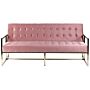 Sofa Bed Gold Metal Frame Tufted Pink Velvet Upholstery Retro Style Couche Settee