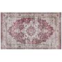 Area Rug Red And Beige Polyester And Cotton 140 X 200 Cm Oriental Distressed