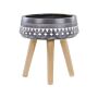 Flower Pot Grey 35 X 35 X 14 Cm With 3 Wooden Legs Round Boho Indoors Outdoors