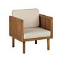 Garden Chair Acacia Wood White Cushions