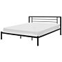 Bed Frame Black Metal Super King Size 6ft Solid Wood Slats