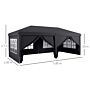 Outsunny 3 X 6 M Pop Up Gazebo With Sides And Windows, Height Adjustable Party Tent With Storage Bag, Event, Grey