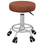 Vinsetto Pu Leather Rolling Stool, Height Adjustable Stool Chair With Wheels For Salon, Massage, Spa, Brown