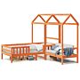 Vidaxl Bed And Bench Set With Roof Wax Brown 100x200 Cm Solid Wood Pine