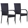 Vidaxl Stackable Outdoor Chairs 2 Pcs Poly Rattan Black