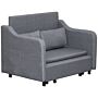 Homcom 2 Seater Sofa Bed, Pull Out Sofa Bed With Pillows And Side Pockets, Convertible Sleeper Couch, Grey