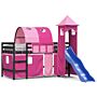 Vidaxl Kids' Loft Bed With Tower Pink 90x200 Cm Solid Wood Pine