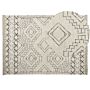 Area Rug Cotton Beige And Black Aztec Pattern 140 X 200 Cm Low Pile