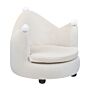 Chair Beige Velvet Upholstery With Armrests Nursery Furniture Seat For Children Modern Design Crown Shape