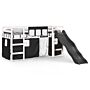 Vidaxl Kids' Loft Bed With Curtains White&black 90x200 Cm Solid Wood Pine