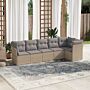 Vidaxl 6 Piece Garden Sofa Set With Cushions Beige Poly Rattan