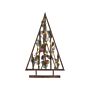 Decorative Figurine Christmas Tree Dark Pine Wood 62 Cm With Pine Cones Led Lights