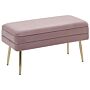 Bedroom Storage Bench Pink Polyester Velvet Upholstery Golden Legs Glam Design Solid Colour Living Room Furniture Beliani