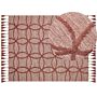 Area Rug Red Cotton 160 X 230 Cm Rectangular Hand Tufted Geometric Pattern