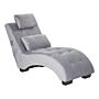 Chaise Longue Grey Velvet Inbuilt Bluetooth Speaker Usb Charger Modern Design Curved