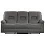 Recliner Sofa 3 Seater Dark Grey Velvet Electric Adjustable Back And Footrest With Led