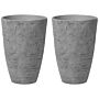 Plant Pots Grey Stone 43 X 43 X 60 Cm Indoor Outdoor Beliani