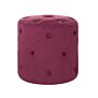 Round Tufted Dark Red Ottoman Pouffe Quilted Footstool Chesterfield