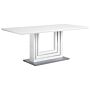 Dining Table White Mdf 180 X 90 Cm High-gloss Steel Base