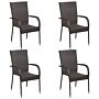 Vidaxl 5 Piece Garden Dining Set Poly Rattan Brown