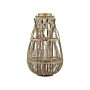 Lantern Light Bamboo Wood And Glass 56 Cm Woven Candle Holder