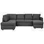 Corner Sofa Bed Dark Grey Fabric U-shaped 5 Seater With Storage Chaise Lounges