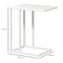 Homcom C Shape Bedside Table W/metal Frame Wood-effect Top Sofa Narrow Snack End Table, White