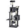 Pawhut 177cm Cat Tree For Indoor Cats, Multi-level Kitten Climbing Tower With Scratching Posts, Condos, Hammock, Perches, Toy Ball, Dark Grey