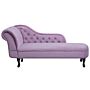 Chaise Lounge Pink Left Hand Velvet Buttoned Nailheads