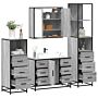 Vidaxl 4 Piece Bathroom Furniture Set Grey Sonoma Engineered Wood