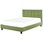 Eu Super King Size Bed Green Fabric 6ft Upholstered Frame Buttoned Headrest Beliani