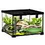 Pawhut 30 X 30 X 20 Cm Reptile Glass Terrarium, Reptile Breeding Tank, Climbing Pet Glass Containers, Arboreal Box, With Strip Patch Thermometer-black