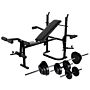 Vidaxl Weight Bench With Weight Rack, Barbell And Dumbbell Set 30.5kg