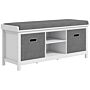 Homcom Shoe Bench With Seat, Shoe Storage Bench With Cushion, 2 Drawers And Adjustable Shelf, White