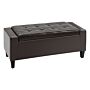 Homcom Pu Leather Storage Ottoman Bench Storage Chest Tufted Ottoman Cube W/ Flipping Top 92l X 40w X 40h Cm Brown