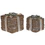 Decorative Gift Boxes Silver Wooden Christmas Decor Set Of 2 Square Various Sizes Rustic Design