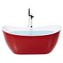 Bath Red With Silver Sanitary Acrylic Single 160 X 76 Cm Freestanding