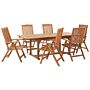 Garden Dining Set Acacia Wood Cushions 6 Seater Adjustable Foldable Chairs Outdoor Country Style