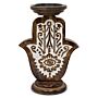 Mango Wood Candle Stand - Hamsa - Large